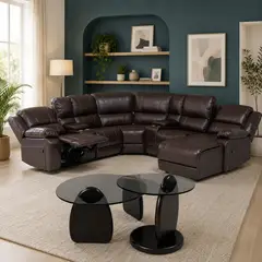 DANIELS - Sofá Seccional 5 Cuerpos Chaise Derecho 2 Posa Vasos Leather Air