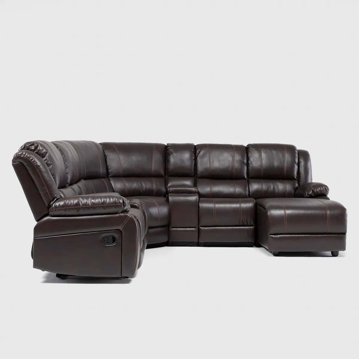 DANIELS - Sofá Seccional 5 Cuerpos Chaise Derecho 2 Posa Vasos Leather Air Daniels