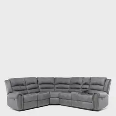 DANIELS - Seccional Reclinable Vaso Vintage Cuero Viejo Gris