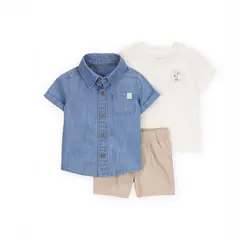CARTER'S - Conjunto 3 Piezas Camisa, Body Y Short Bebé Niño Bebé Niño
