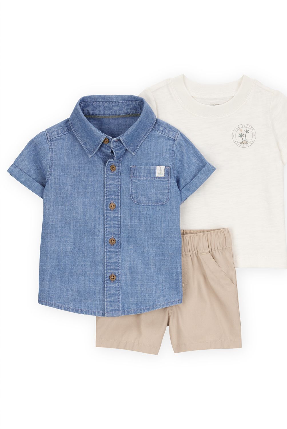 CARTER'S - Conjunto 3 Piezas Camisa, Body Y Short Bebé Niño Bebé Niño Carter's