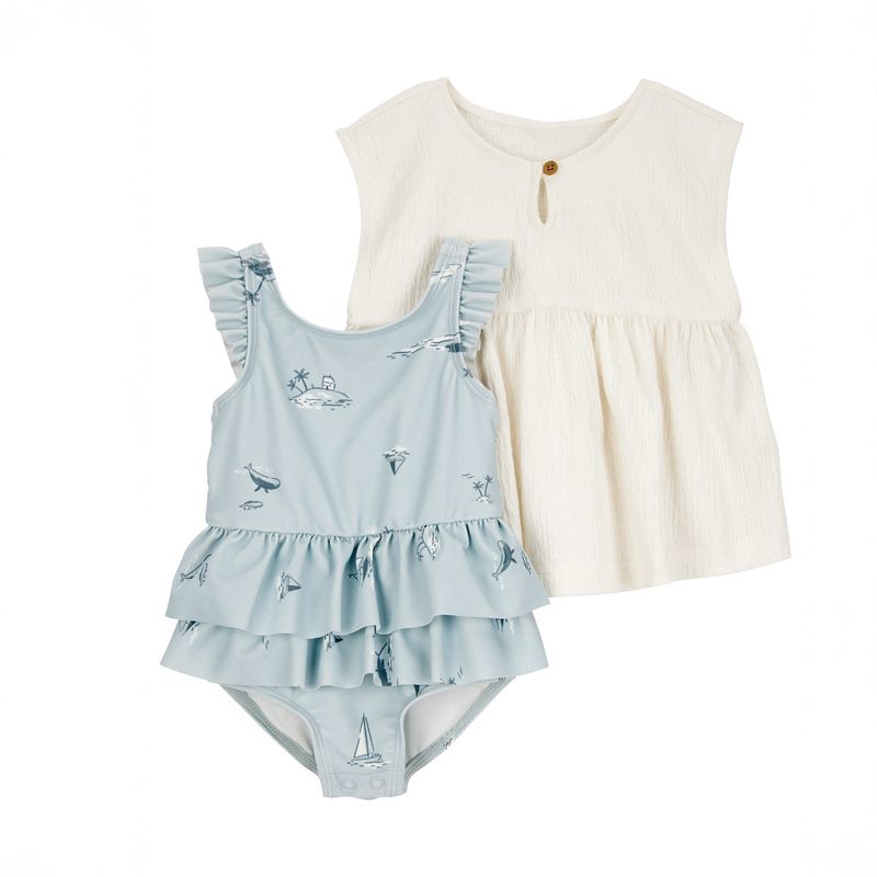CARTER'S - Traje de Baño Protección Solar UV 50+ con Salida Baño Bebé Niña Carter's