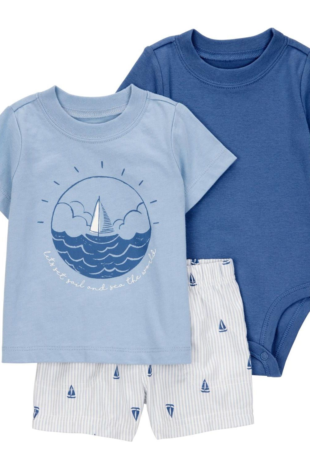 CARTER'S - Conjunto 3 Piezas Polera,  Short Y Body Bebé Niño Bebé Niño Carter's