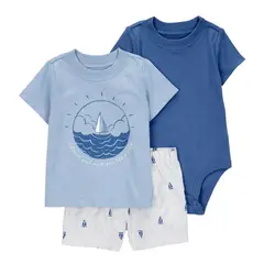 CARTER'S - Conjunto 3 Piezas Polera, Short Y Body Bebé Niño Bebé Niño