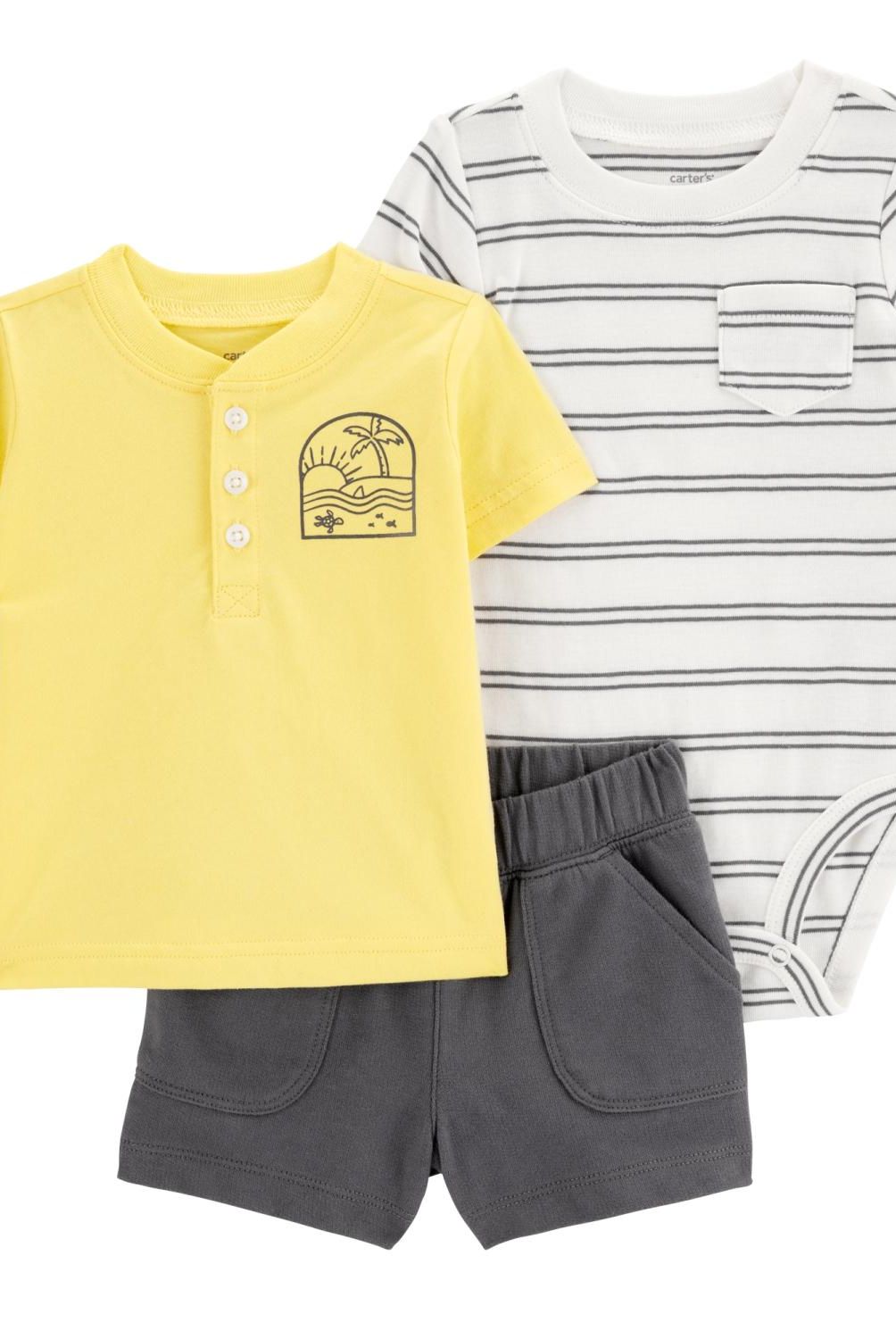 CARTER'S - Conjunto 3 Piezas Polera,  Short Y Body Bebé Niño Bebé Niño Carter's