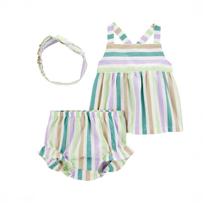 CARTER'S - Conjunto 3 Piezas Polera, Short Bombacho Y Cintillo Bebé Niña Carter's