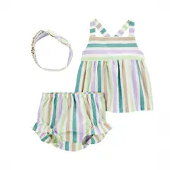 CARTER'S - Conjunto 3 Piezas Polera, Short Bombacho Y Cintillo Bebé Niña Bebé Niña