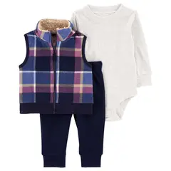 CARTER'S - Conjunto 3 Piezas Polerón, Pantalón Buzo y Body Bebé Niño