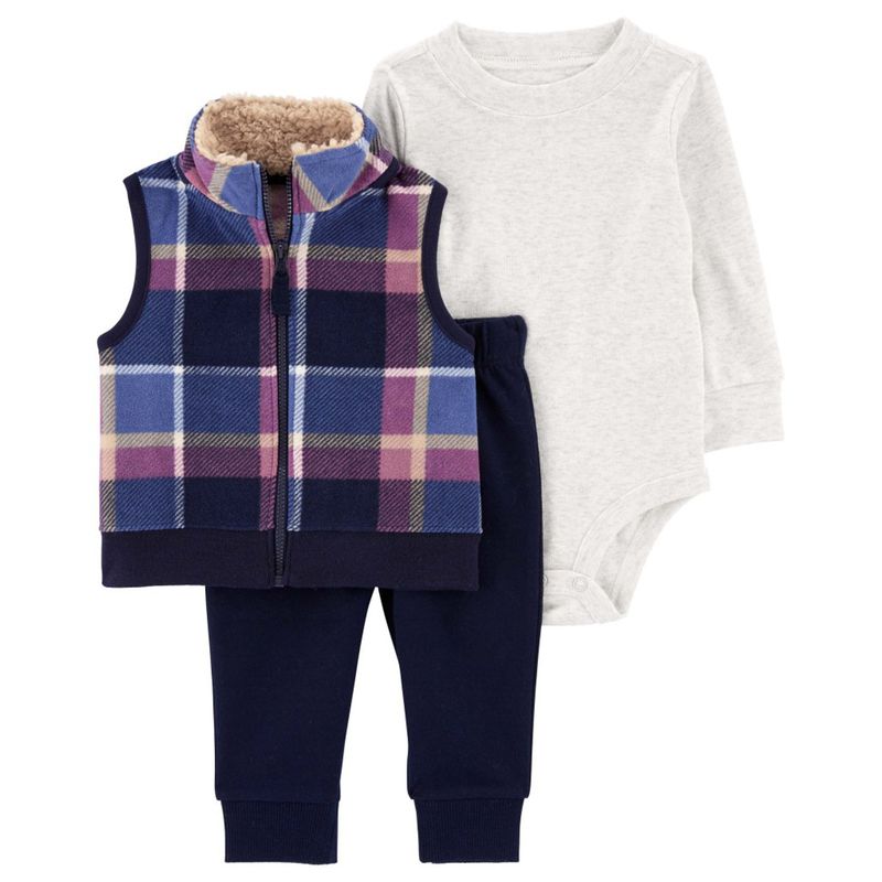 CARTER'S - Conjunto 3 Piezas Polerón, Pantalón Buzo y Body Bebé Niño Carter's