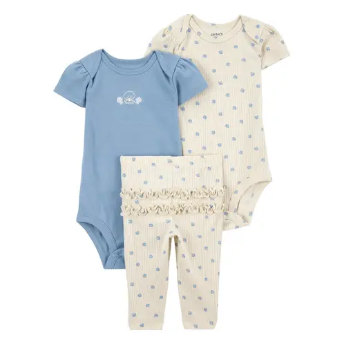 CARTER'S - Conjunto 3 Piezas Calza y Bodys Bebé Niña