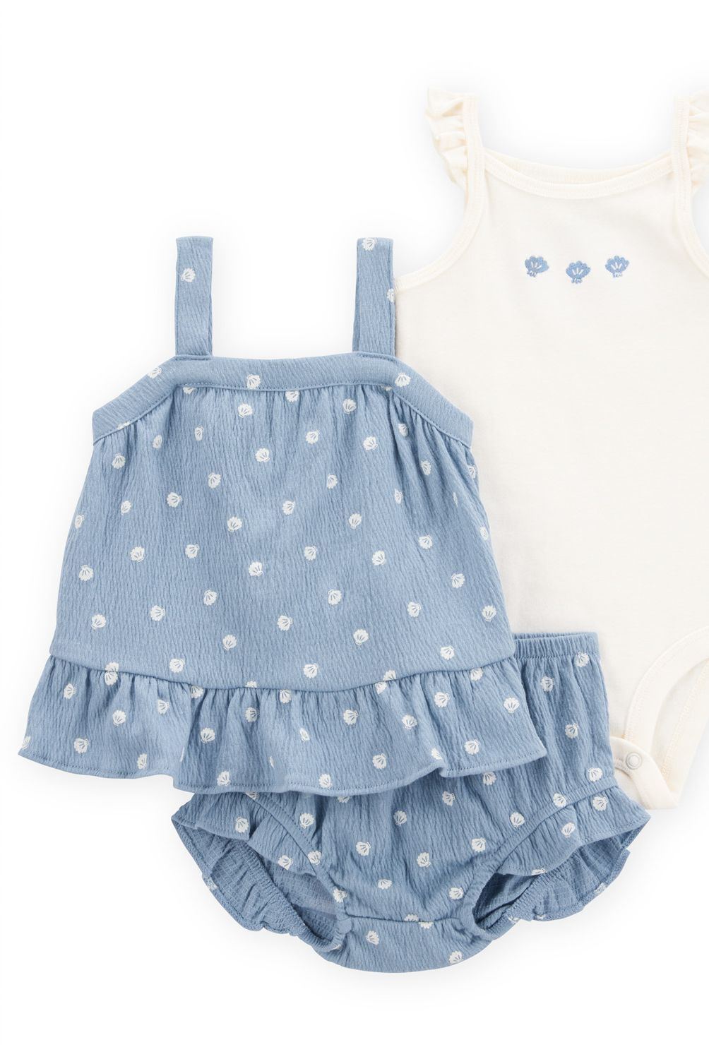 CARTER'S - Conjunto 3 Piezas Blusa, Body Y Short Bombacho Bebé Niña Bebé Niña Carter's