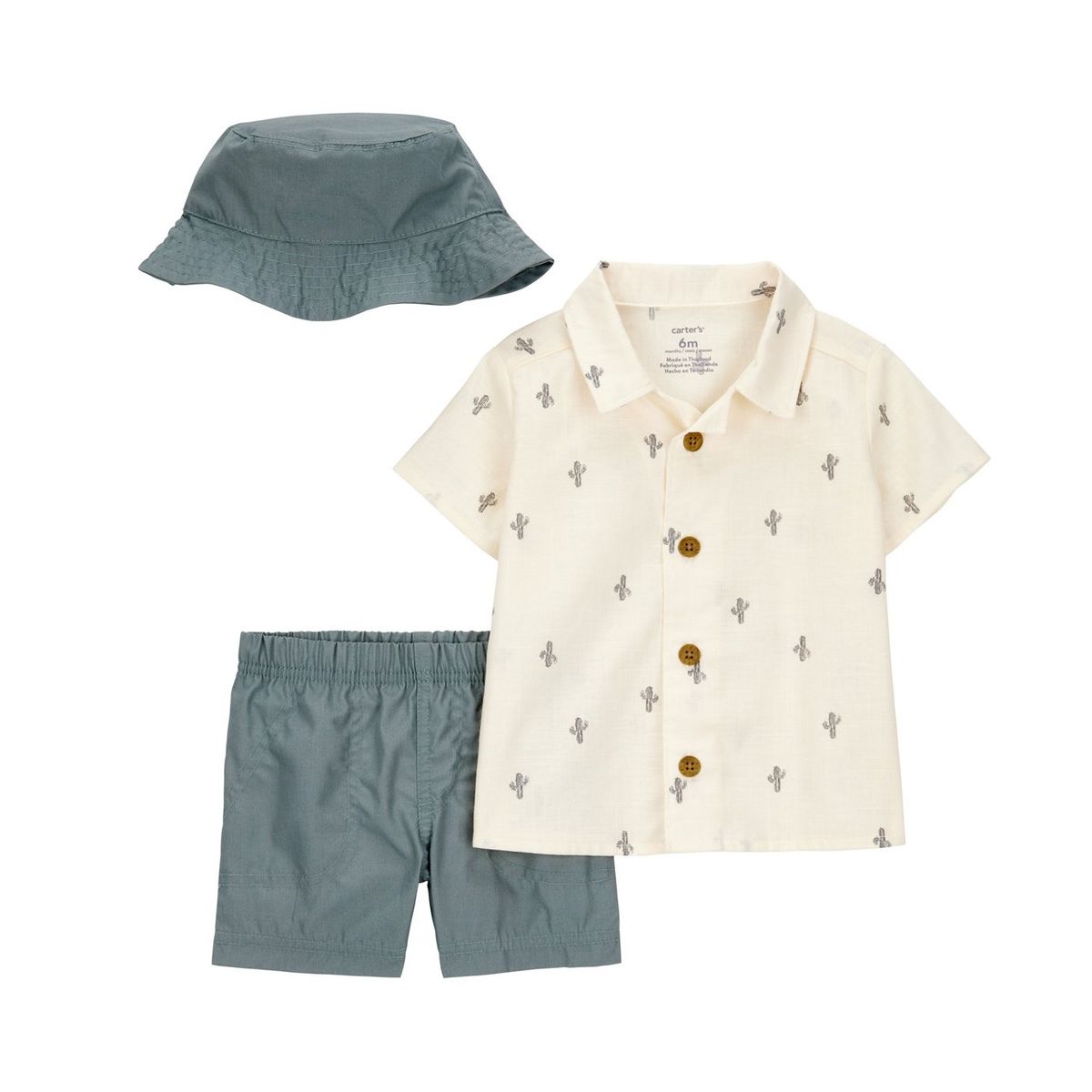 CARTER'S - Conjunto 3 Piezas Camisa, Gorro y Short Bebé Niño Carter's