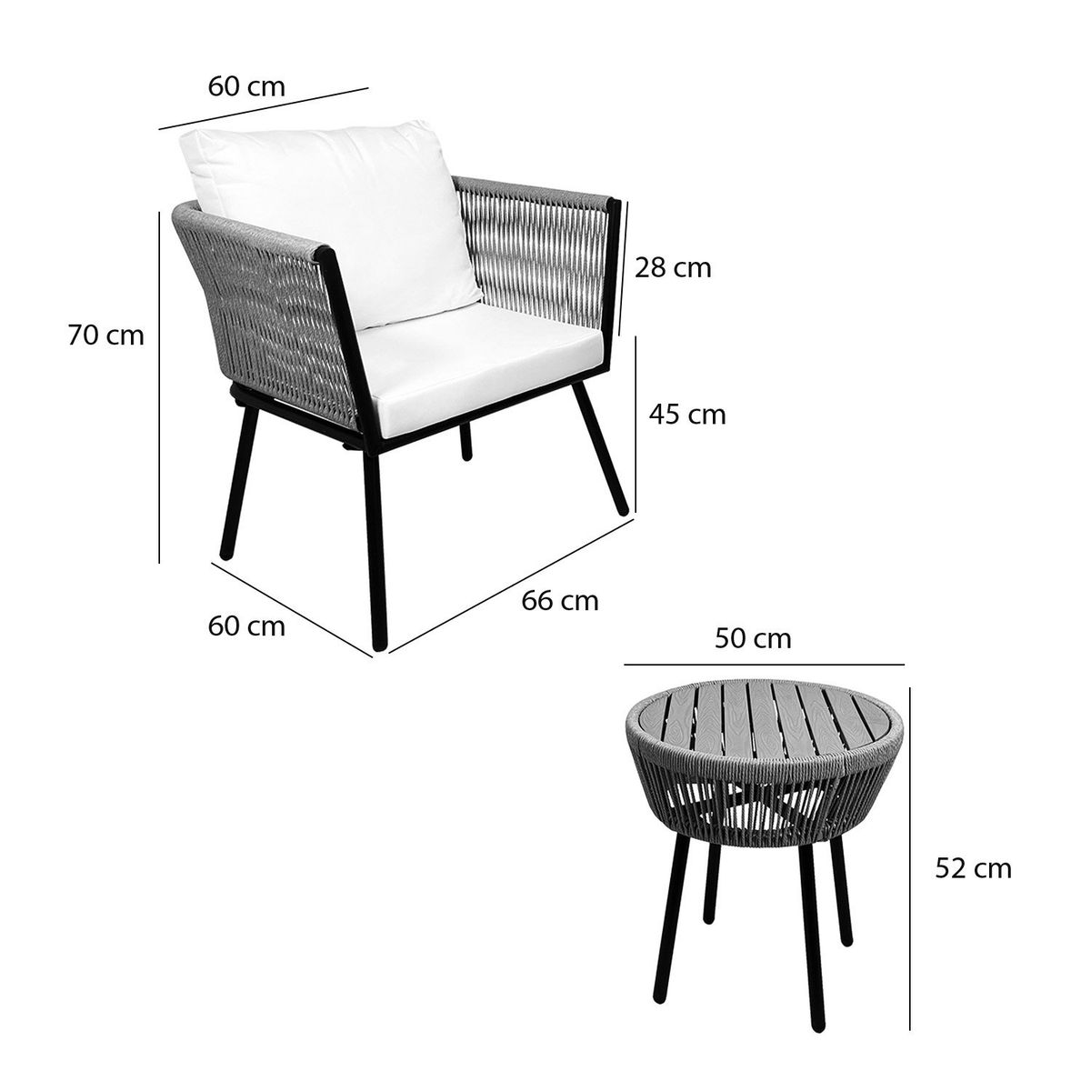 EL BARCO - Set De Balcón 3 Piezas Cordova El Barco