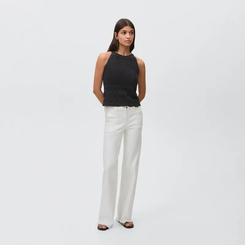 MANGO TEEN - Top Panel Bordado Suizo Mujer Mango Teen