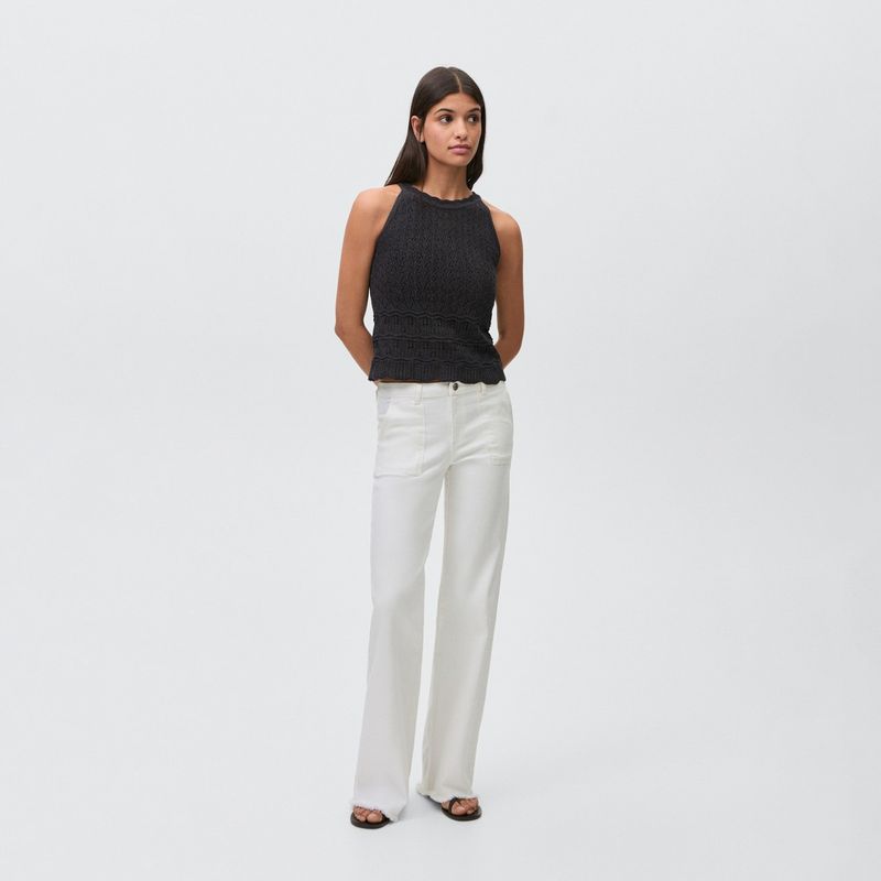 MANGO TEEN - Top Panel Bordado Suizo Mujer Mango Teen