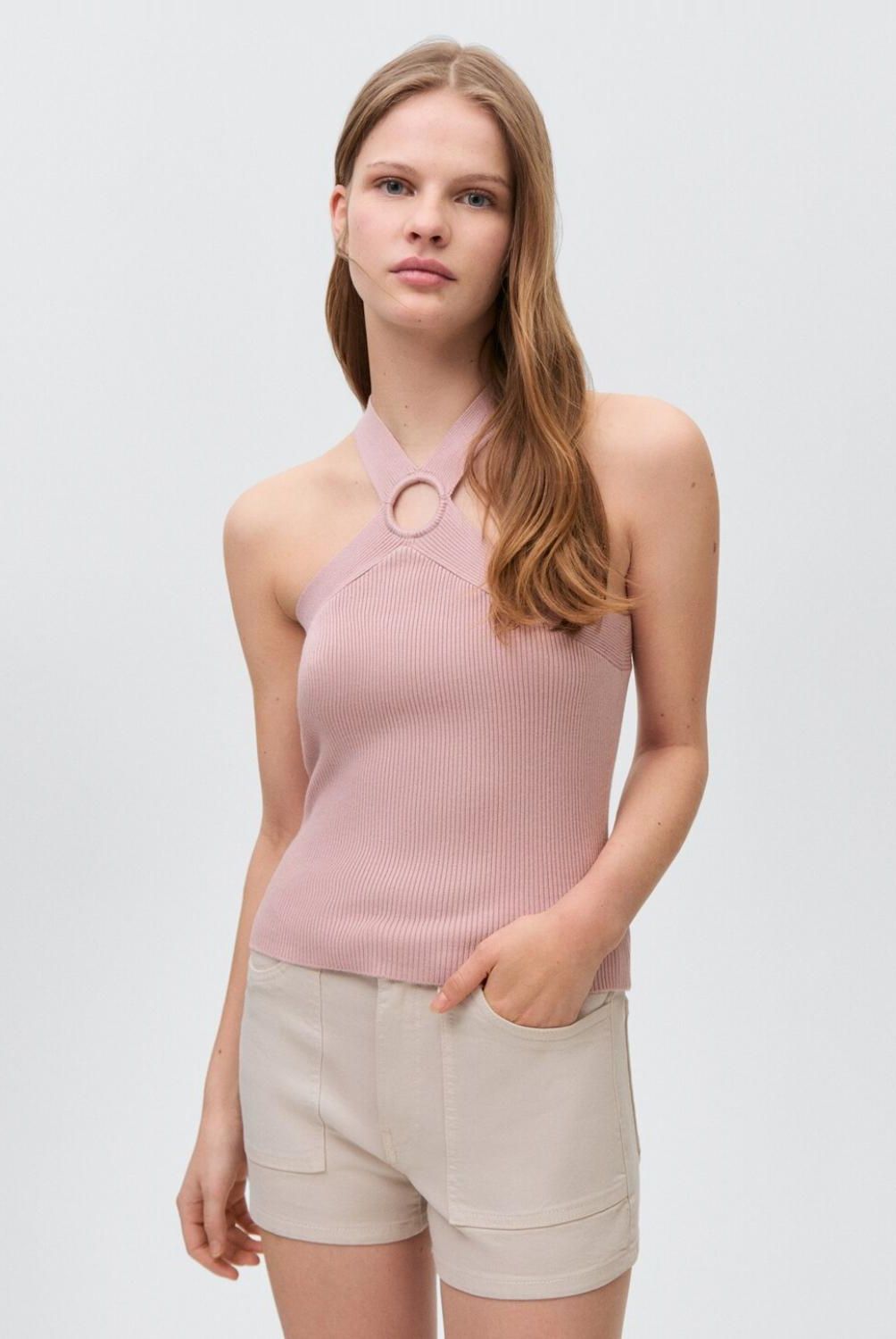 MANGO TEEN - Top Punto Detalle Aro Mujer Mango Teen