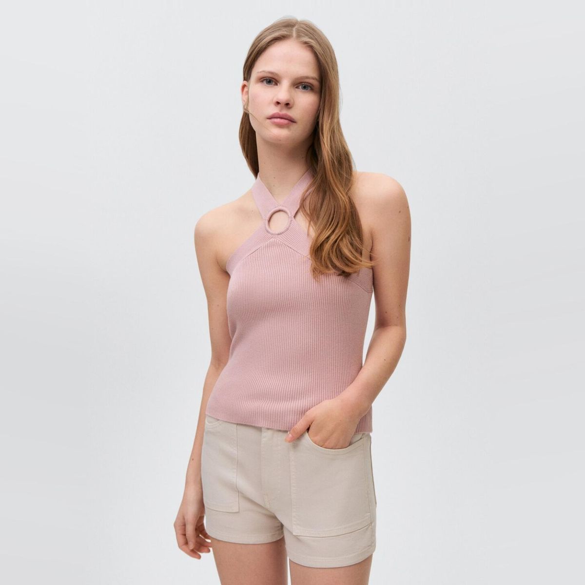 MANGO TEEN - Top Punto Detalle Aro Mujer Mango Teen