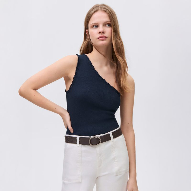 MANGO TEEN - Top Asimétrico Blonda Mujer Mango Teen