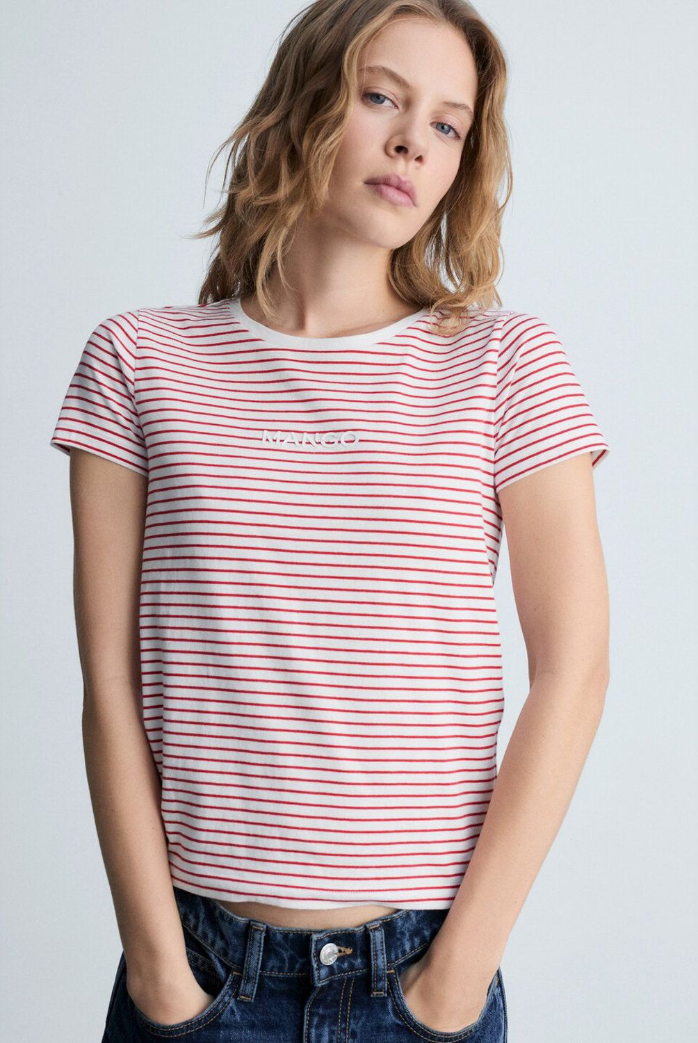 MANGO - Polera Rayas Logo Mujer Mango