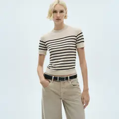 MANGO - Sweater Rayas Manga Corta Mujer