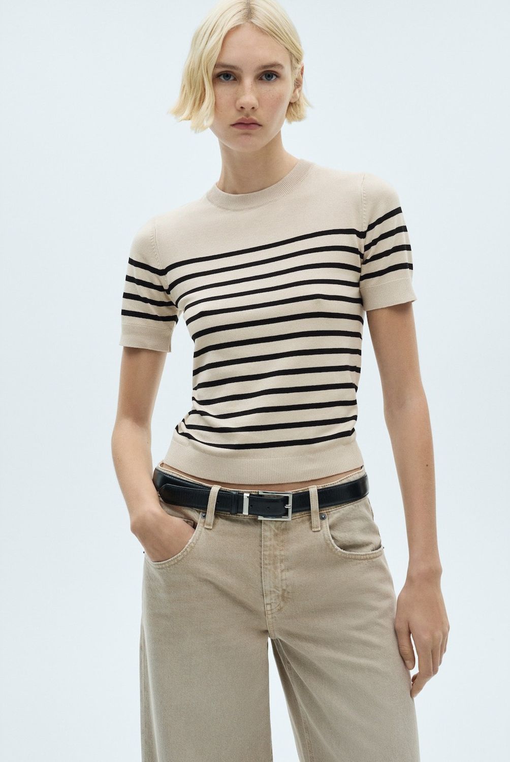 MANGO - Sweater Rayas Manga Corta Mujer Mango