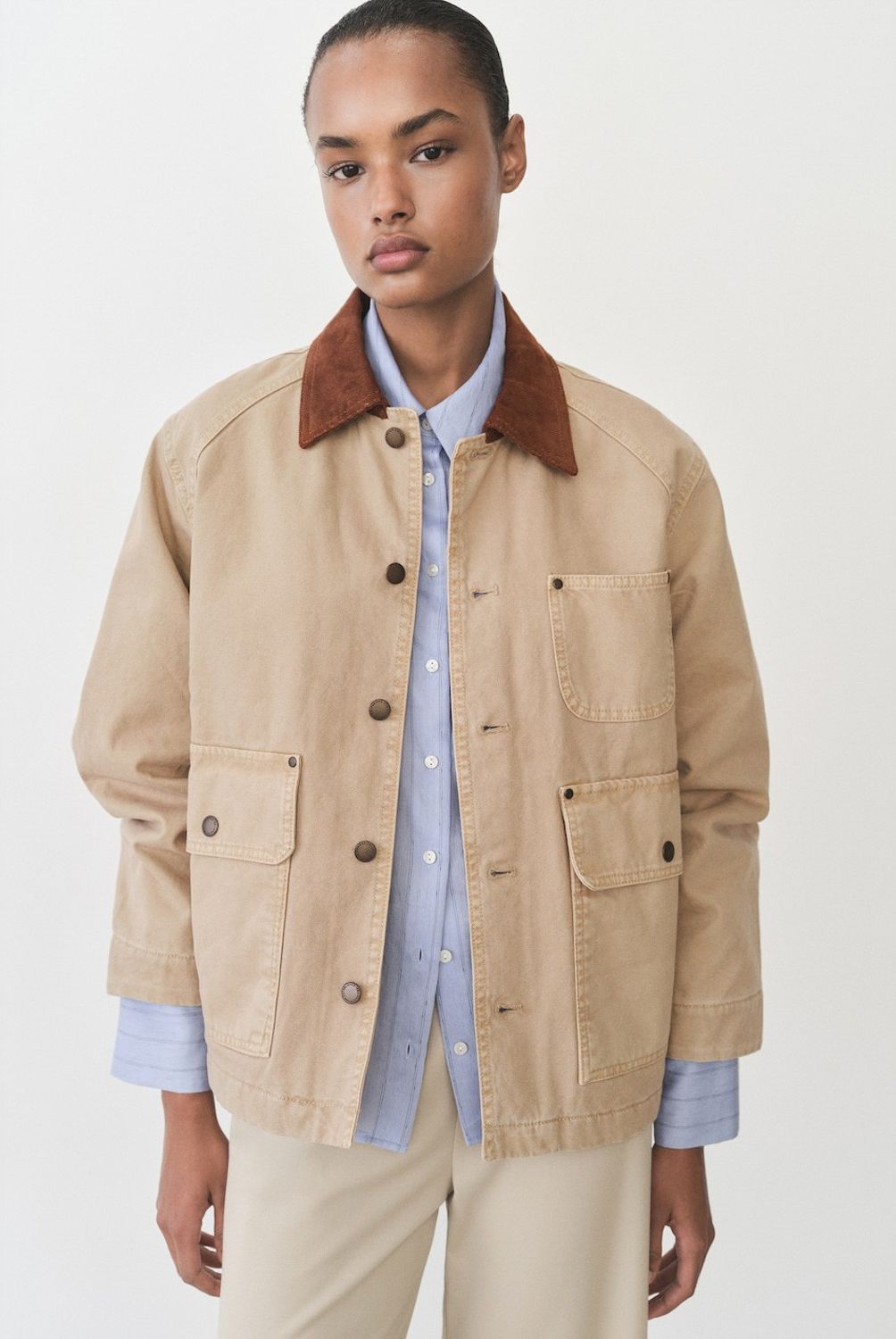 MANGO - Parka Vaquera Cuello Contraste Mujer Mango