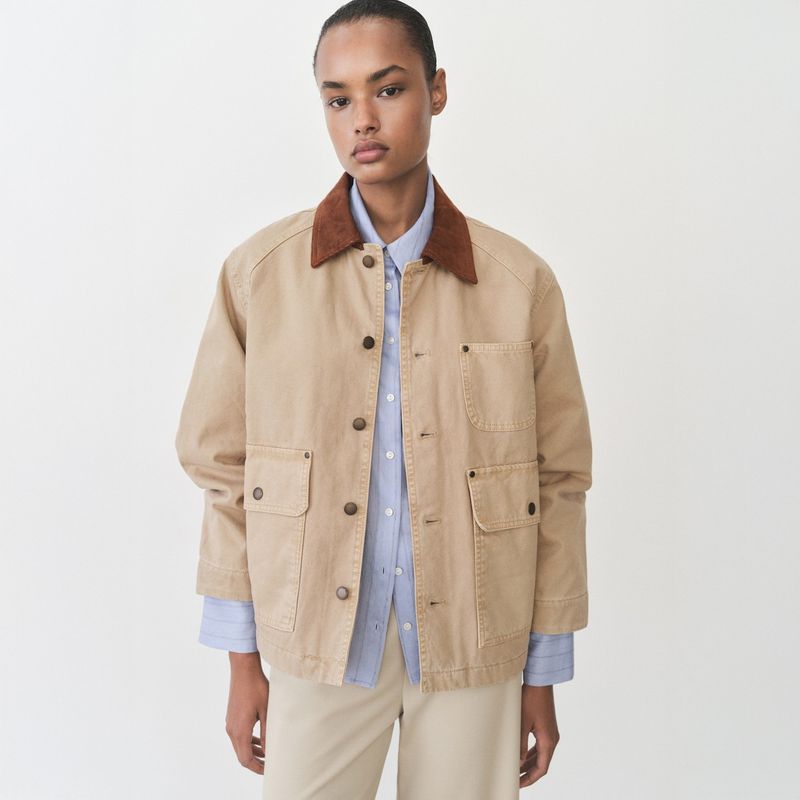 MANGO - Parka Vaquera Cuello Contraste Mujer Mango