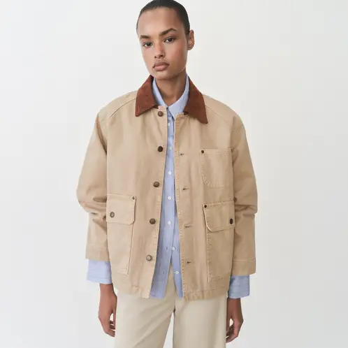 MANGO - Parka Vaquera Cuello Contraste Mujer