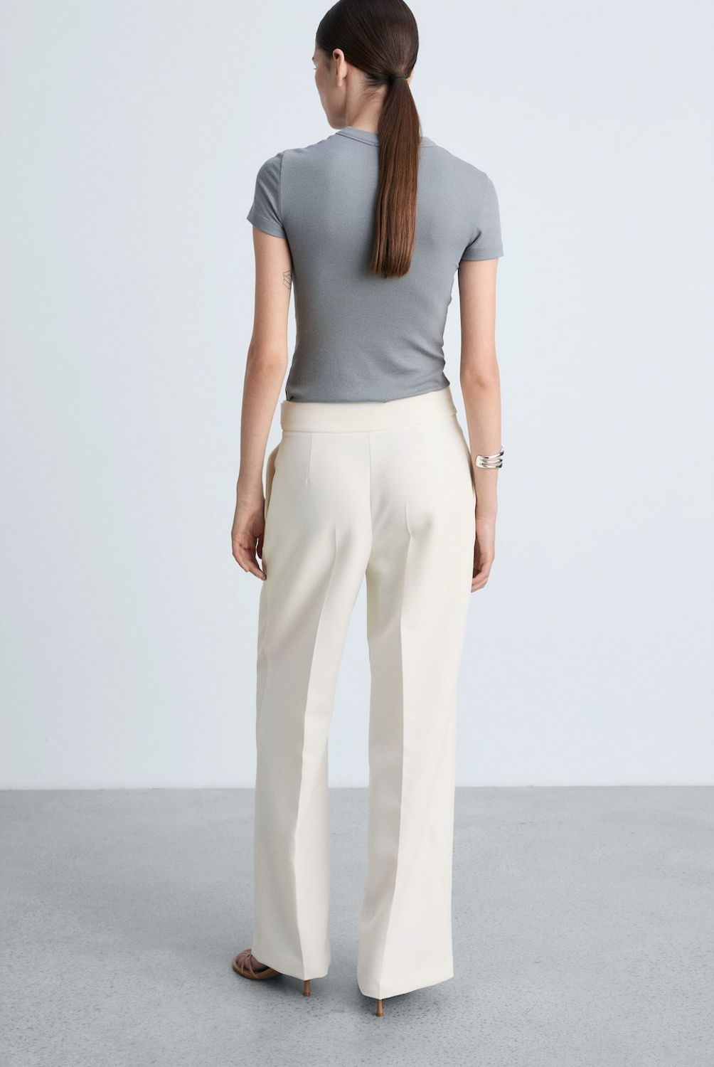 MANGO - Pantalón Recto Cinturón Mujer Mango