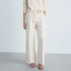 MANGO - Pantalón Recto Cinturón Mujer