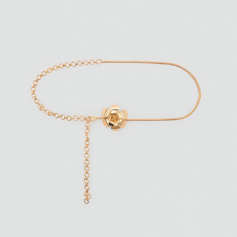 MANGO - Cinturón Metálico Combinado Adorno Flor Mujer Mango
