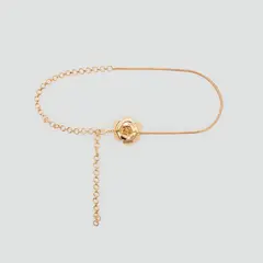 MANGO - Cinturón Metálico Combinado Adorno Flor Mujer