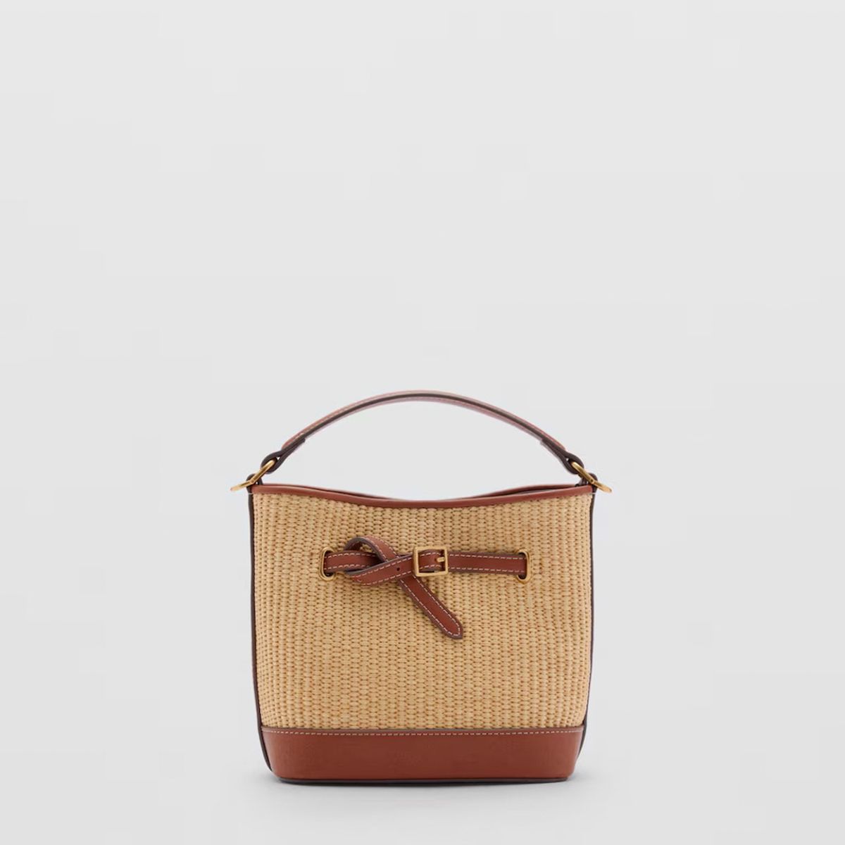 MANGO - Bolso Bucket Canvas Detalle Hebilla Mujer Mango