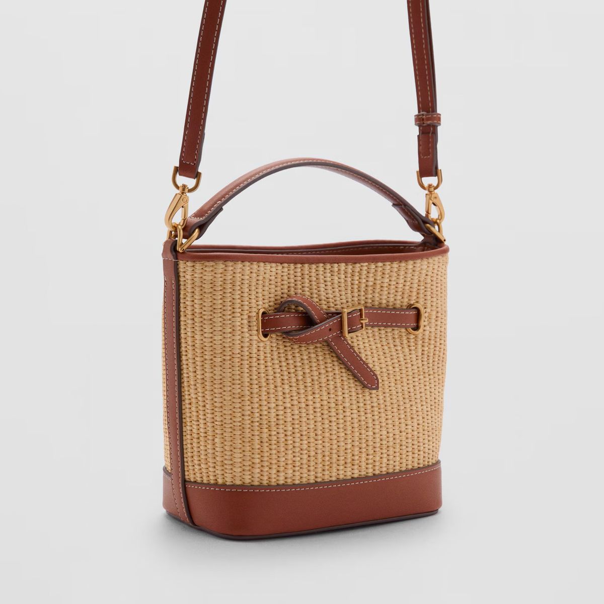 MANGO - Bolso Bucket Canvas Detalle Hebilla Mujer Mango