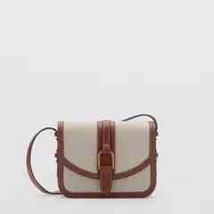 MANGO - Bolso Bandolera Canvas Contraste Mujer