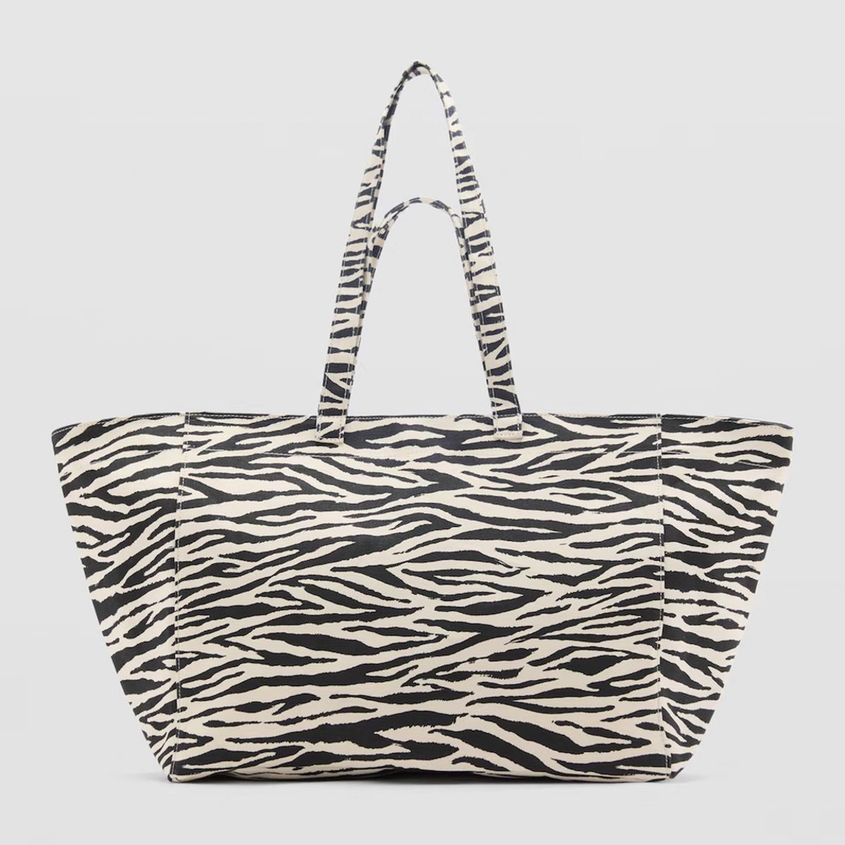 MANGO - Bolso Shopper Algodón Cebra Mujer Mango