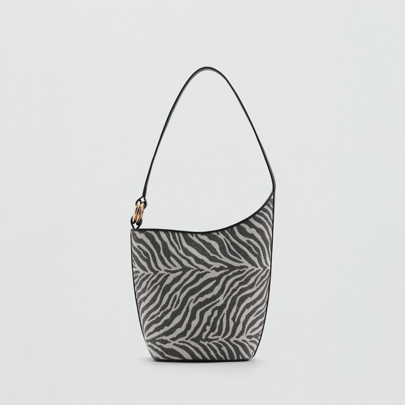 MANGO - Bolso Bucket Grande Estampado Cebra Mujer Mango