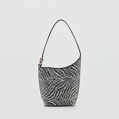MANGO - Bolso Bucket Grande Estampado Cebra Mujer