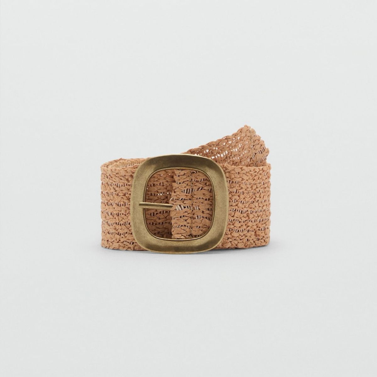MANGO - Cinturón Papel de Paja Hebilla Ovalada Mujer Mango