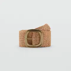 MANGO - Cinturón Papel de Paja Hebilla Ovalada Mujer