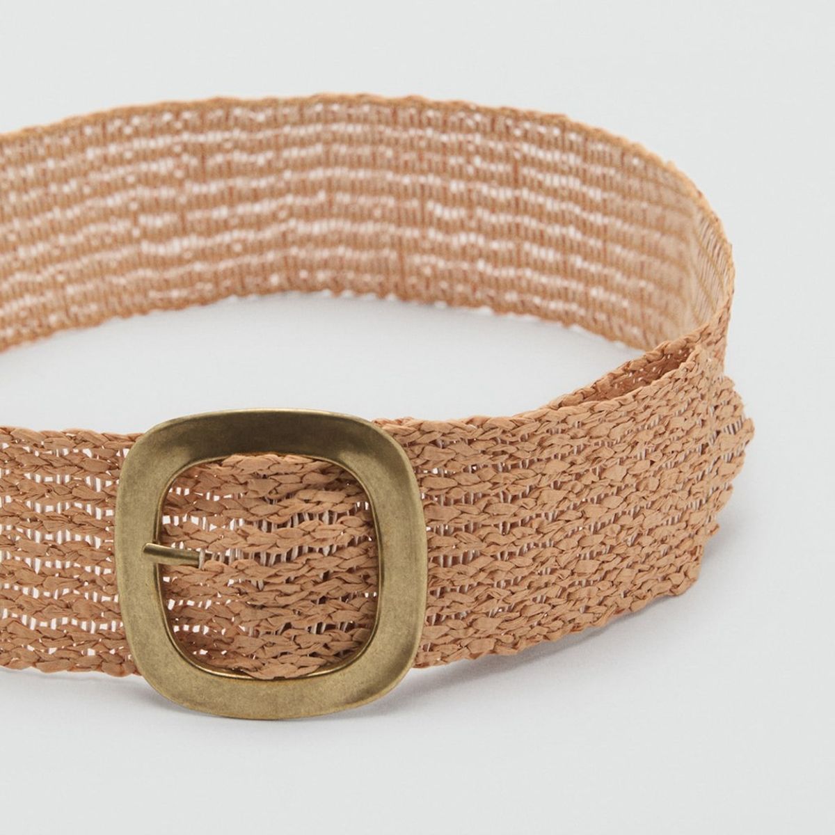 MANGO - Cinturón Papel de Paja Hebilla Ovalada Mujer Mango