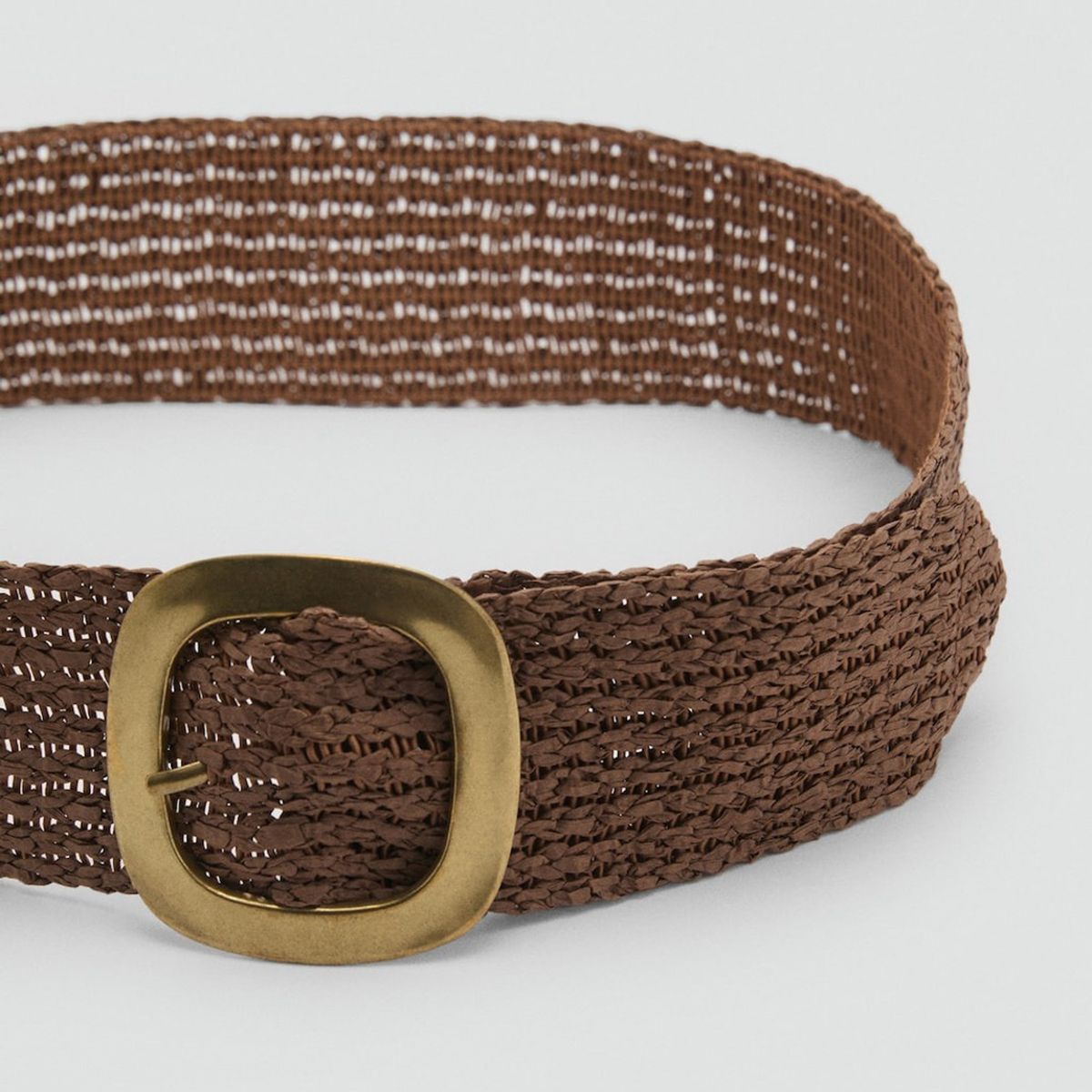 MANGO - Cinturón Papel de Paja Hebilla Ovalada Mujer Mango