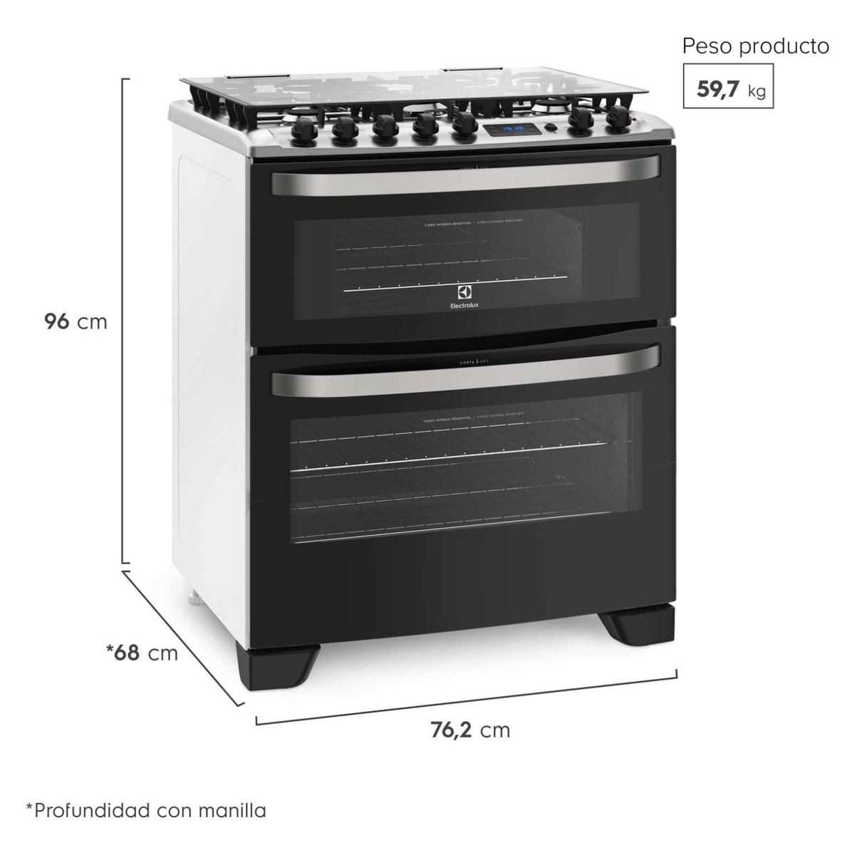 ELECTROLUX - Cocina a Gas 5 Quemadores 76DBA Electrolux