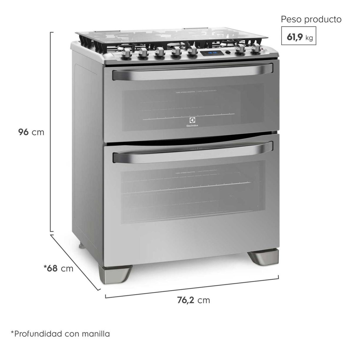 ELECTROLUX - Cocina a Gas 5 Quemadores 76DXA Electrolux