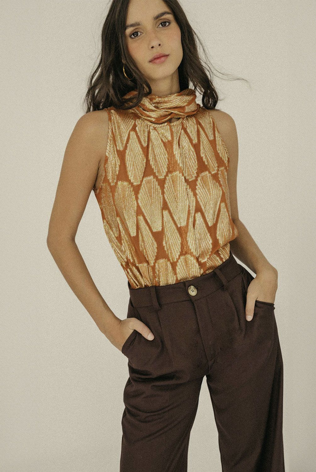 CHERUBINA - Blusa Estampada sin Manga Mujer Cherubina