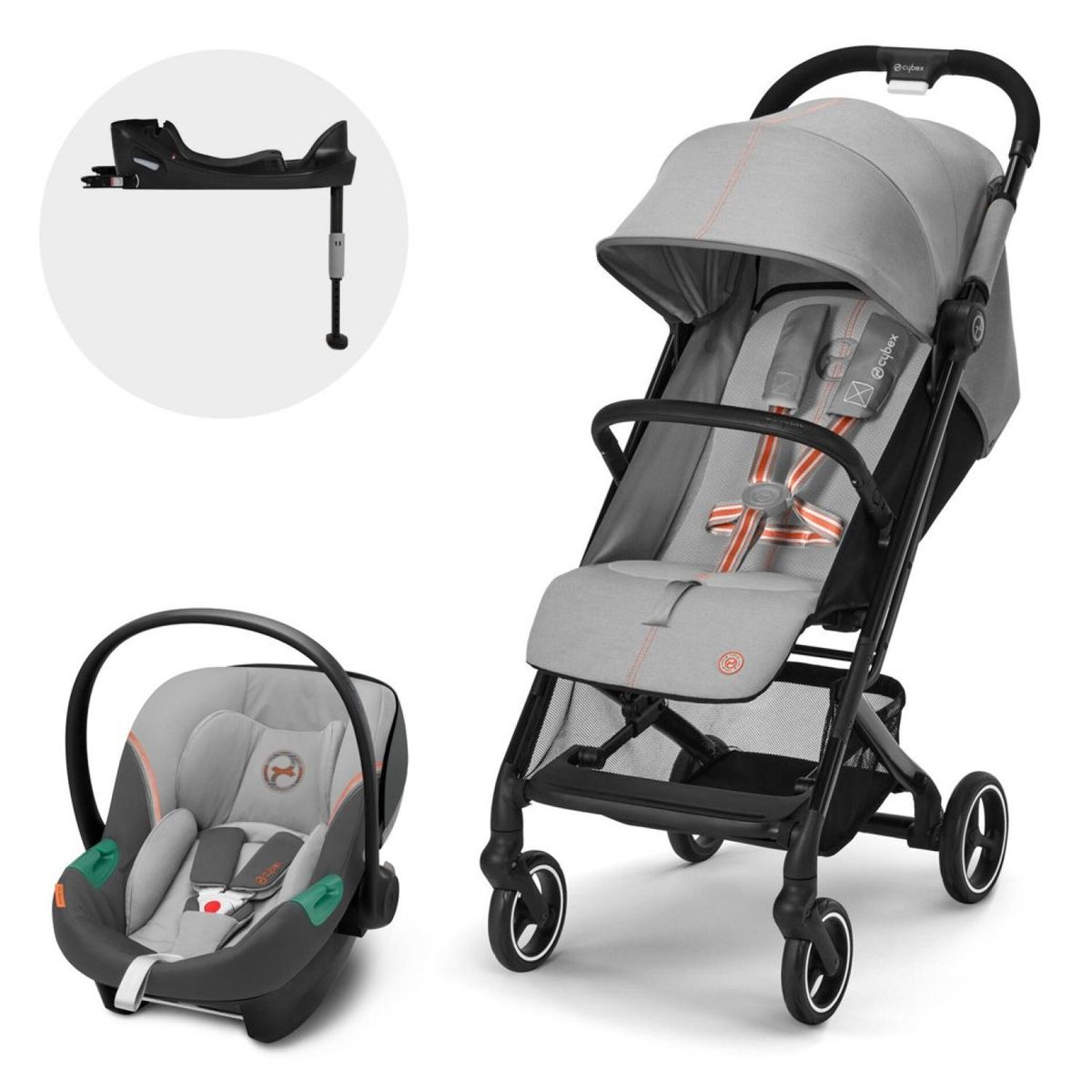 CYBEX - Coche travel system TS Beezy Grey+ Aton S2 + Base Cybex