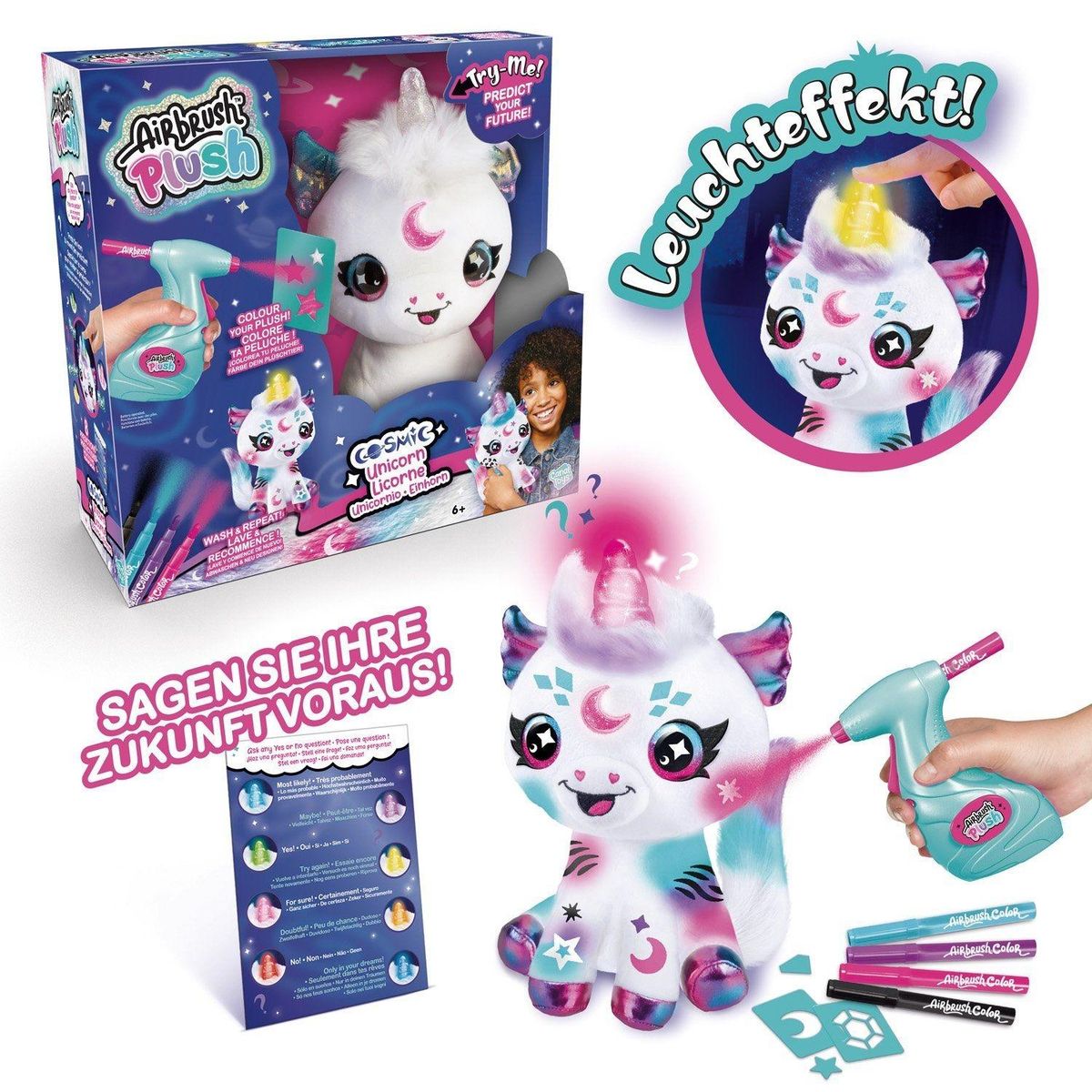 CANAL TOYS - Unicornio de Peluche Que Se Ilumina - Decorable con Aerógrafo Canal Toys