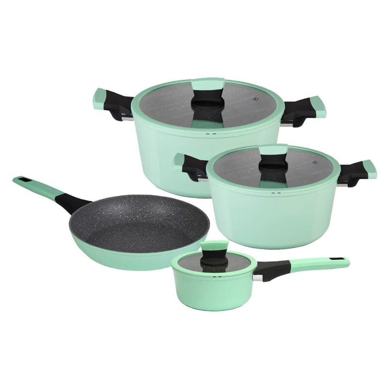 KW - Batería De Cocina 7 Piezas Antiadherente Soho Menta KW