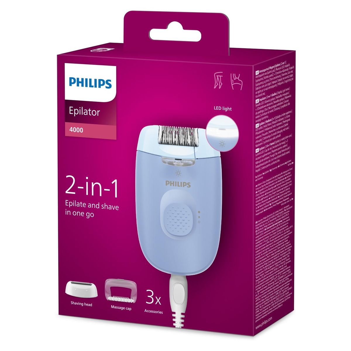 PHILIPS - Depiladora 2 En 1 Satinelle 4 Acc Bre247/00 Philips