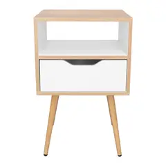 TUHOME - Velador Otom 1 Cajón Duna Y Blanco
